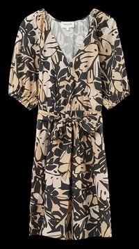 Grace Et Mila - Robe courte Col V imprimée - Taille L - Beige