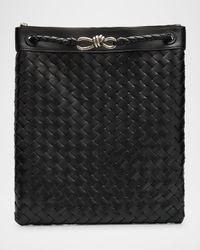 Men's Andiamo Intrecciato Leather Flat Messenger Bag