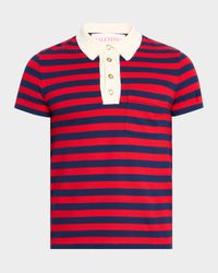 Men's Stripe Cotton Pique Polo Shirt