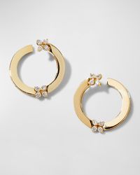 Love in Verona 18K Yellow Gold Diamond Hoop Stud Earrings, 0.87"L, 0.34tcw