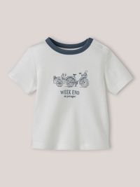 Cyrillus - T-shirt imprimé en coton biologique - Taille 36M - Blanc