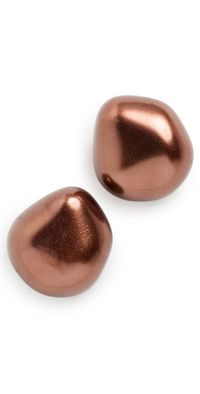 Kenneth Jay Lane Copper Pearl Nugget Gold Pierced Earrings Copper Pearl One Size