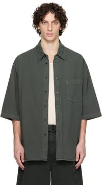 LEMAIRE Chemise à manches courtes grise en denim