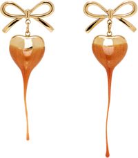 Ottolinger Boucles d'oreilles doré et orange à ornements de boucle et de cœur