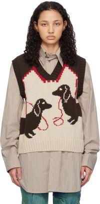 S.S.DALEY Gilet Harold brun et beige