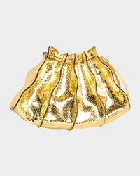 Adria Mini Pleated Wave Metallic Snake-Print Crossbody Bag