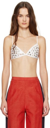 Bode Off-White Sequin Spangled Bra