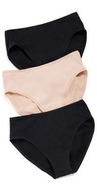 Natori Natori Bliss Bare Cotton Hipster Briefs 3-Pack Black/Black/Café L