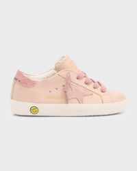 Girl's Superstar Pink Suede Low-Top Sneakers, Kids