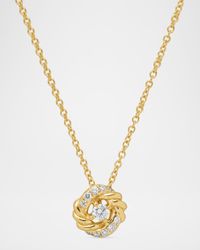 Petite Infinity Pendant Necklace with Diamonds in 18K Gold, 8mm