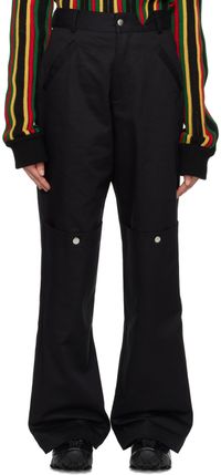 Spencer Badu Pantalon cargo noir à poches plaquées