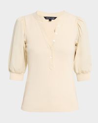 Coralee Puff Sleeve Button-Front Top