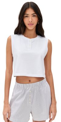 Leset Margo Sleeveless Henley White XL