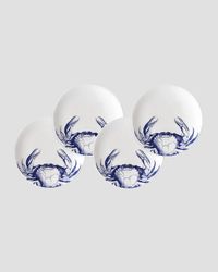 Blue Crabs Canapes Plates, Set of 4