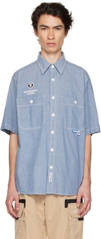 AAPE by A Bathing Ape Blue Button Shirt