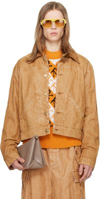 Marni Tan Garment-Dyed Denim Jacket