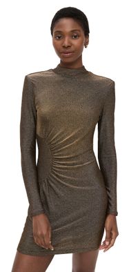Ramy Brook Amarylis Mini Dress Gold Knit L