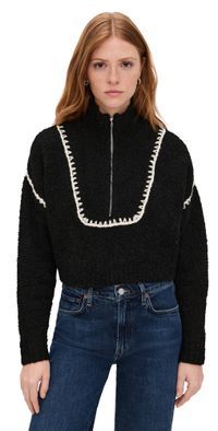 STAUD Cropped Hampton Sweater Black XL