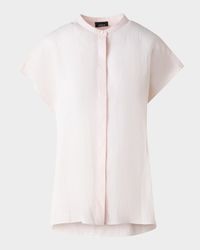 Linen Voile Button-Front Blouse