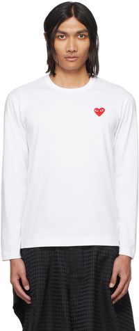 COMME des GARÇONS PLAY White Heart Patch Long Sleeve T-Shirt