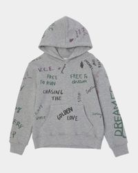 Kid's Journey Placed-Print Cotton Fleece Hoodie, Size 4-12