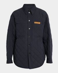 Men's Quilted Overshirt with Suede Intrecciato Patch