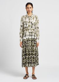 Please - Robe longue col classique imprimée - Taille L - Blanc