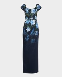 Grace Sequin Floral-Print Column Gown