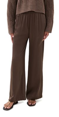 Sablyn Brynn Silk High Rise Pull On Wide Leg Pants Swiss Brown S