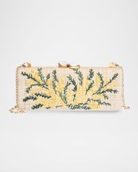 Alessandra Flower Raffia Long Clutch Bag