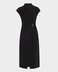 Cap-Sleeve Cupro Wrap Midi Dress