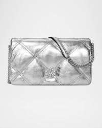 Kira Quilted Metallic Leather Wallet on Chain