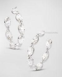 18K White Gold Inside Out Marquise Diamond Hoop Earrings, 5.12tcw, 1"L