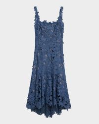 Guipure Asymmetric Trumpet Midi Day Dress