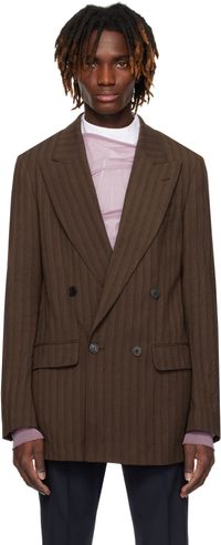 Dries Van Noten Brown Double-Breasted Blazer