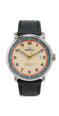 Shinola Canfield Model C56 3hd 43mm, Navy Leather Watch Cream 43mm