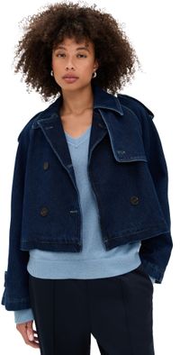 Closed Cropped Trench Coat Dark Blue XS