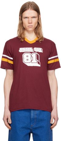 Anna Sui Burgundy 'Anna Sui' Logo T-shirt