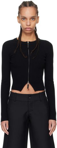 Fax Copy Express Black Zip Sweater