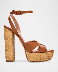 Sunseeker Wicker and Leather Block-Heel Sandals