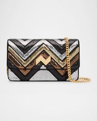 Wave Small Sequin Leather Wallet on Chain