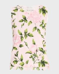 English Roses-Print Knit Tank With Scalloped Trim