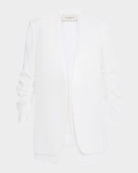 Layered Pleated-Sleeve Blazer