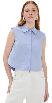 SIMKHAI Winslow Cropped Shirt French Blue S