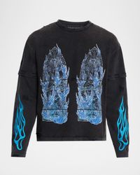 Men's Bad To The Bone Distressed Cotton Layered Long-Sleeve T-Shirt