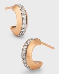 Grant 18K Rose Gold and Diamond Knife Edge Huggie Earrings