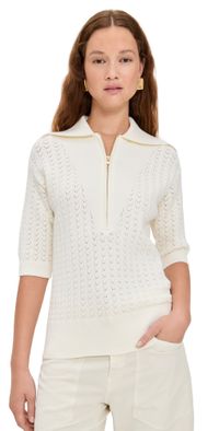 Varley Arney Half Zip Knit Polo Egret L