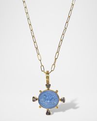 Iolite and Cupid on Dolphin Intaglio Necklace