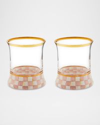 Rosy Check Tumbler Glasses, Set of 2
