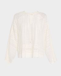 Elim Pintuck Lace-Inset Cotton Blouse